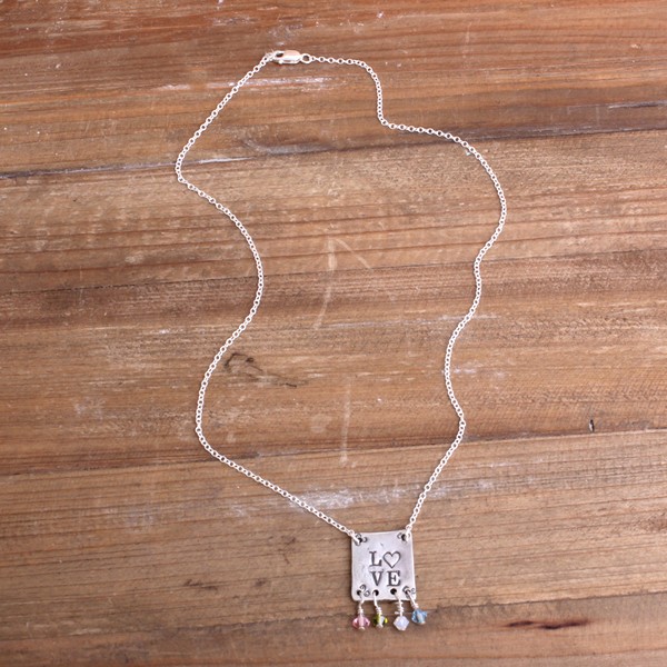 Mama Bird Necklace with Birthstones by Nelle and Lizzy