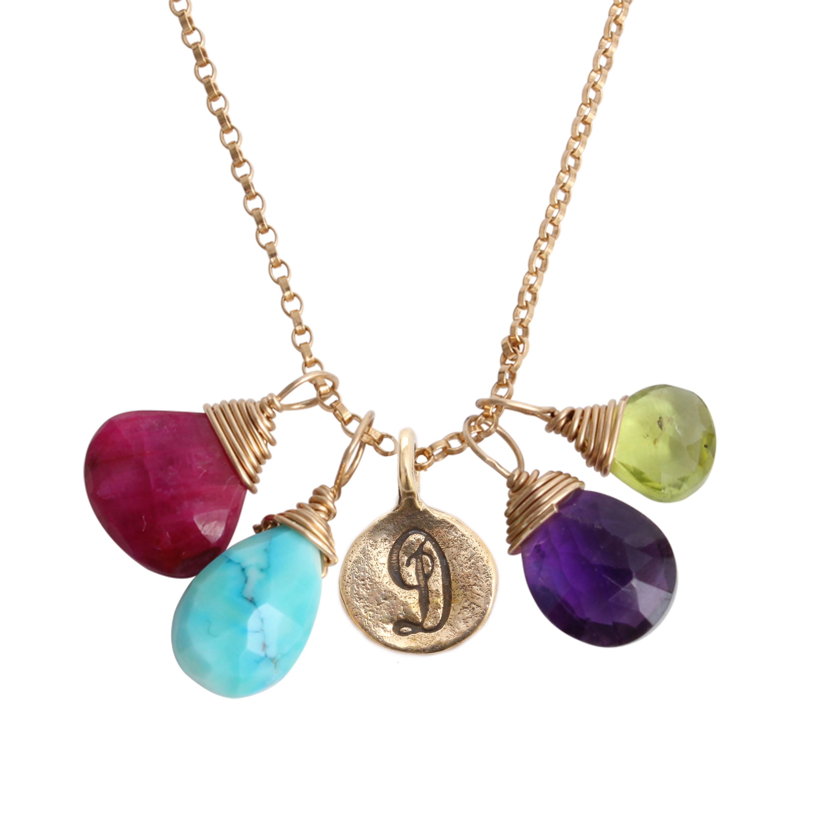 1 family of four initial birthstone mothers necklace 4