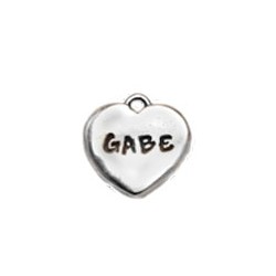 Silver stamped mini heart charm