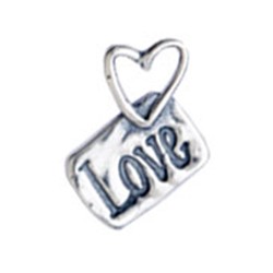 Silver Heart Love Tag charm