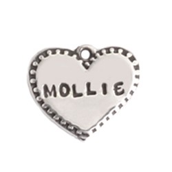 Silver stamped checked heart charm