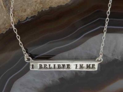 I Believe In Me Silver Bar Necklace