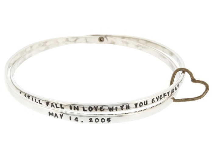 Stackable silver love bangle bracelet