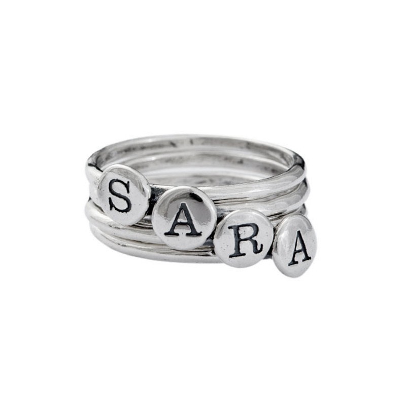 Stackable Rings with Initials Sterling Silver Initial Rings