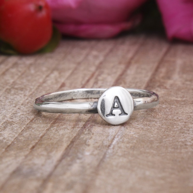 Set of three initial stack rings in silver