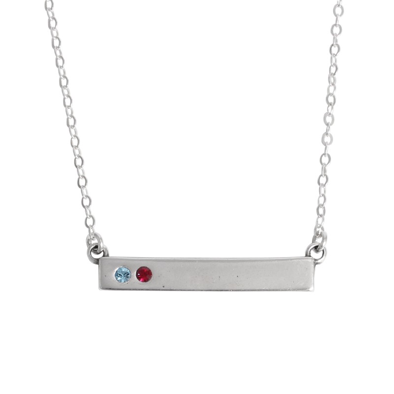 birthstone bar necklace personalized for mothers with two kids