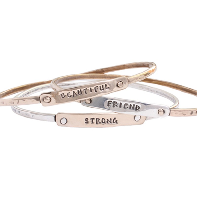 love life inspiration word bangle bracelet