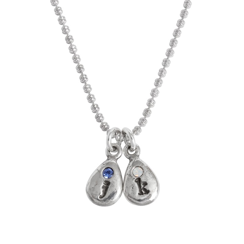 Grandmothers Initial Droplet Charm Necklace with Birthstones for Two ...