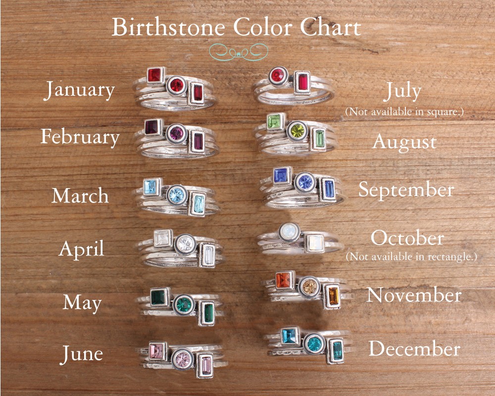 Sterling silver birthstone stacking rings nelle lizzy