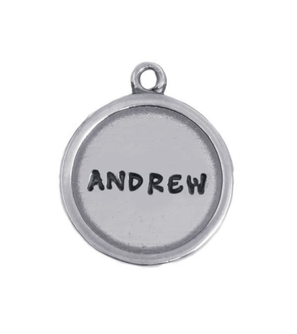 circle stamped charm with name