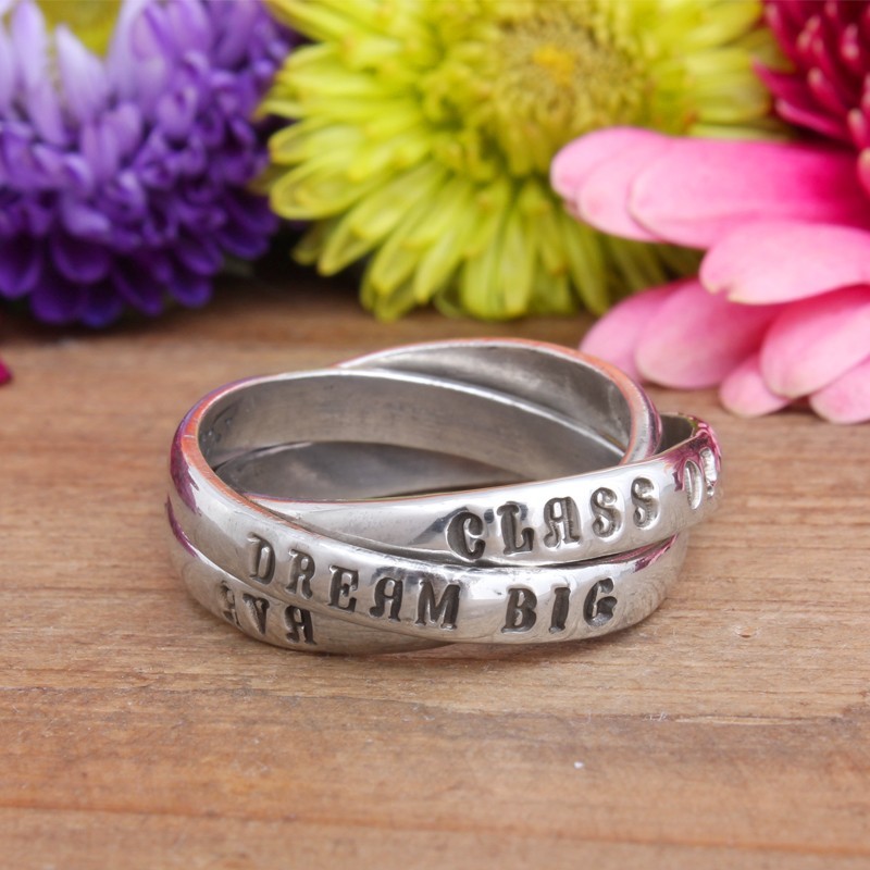 class ring with name date dream big