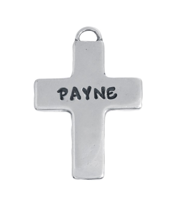 Silver stamped cross charm