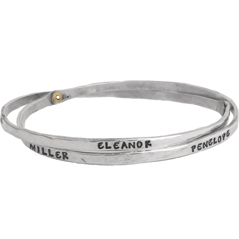 Sterling Bangle with names for grandma