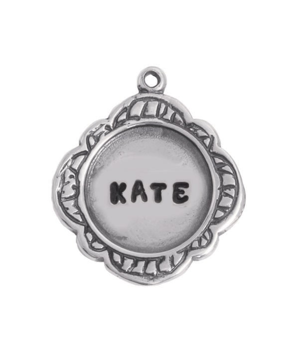 silver bordered name charm