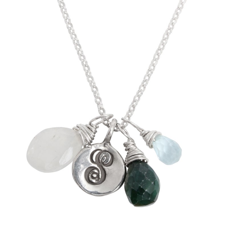 Small Initial Disc Necklace with Dahlia Birthstone Charm (Engraving Op –  Envero