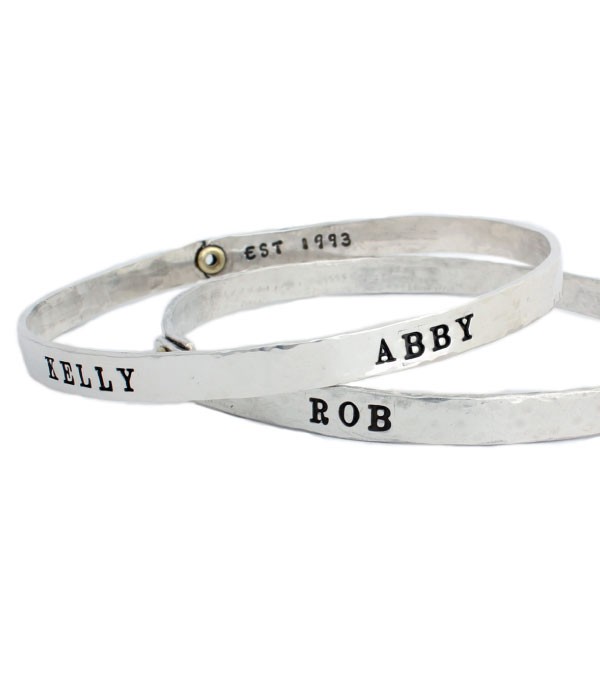 Mothers bracelet with family names on model