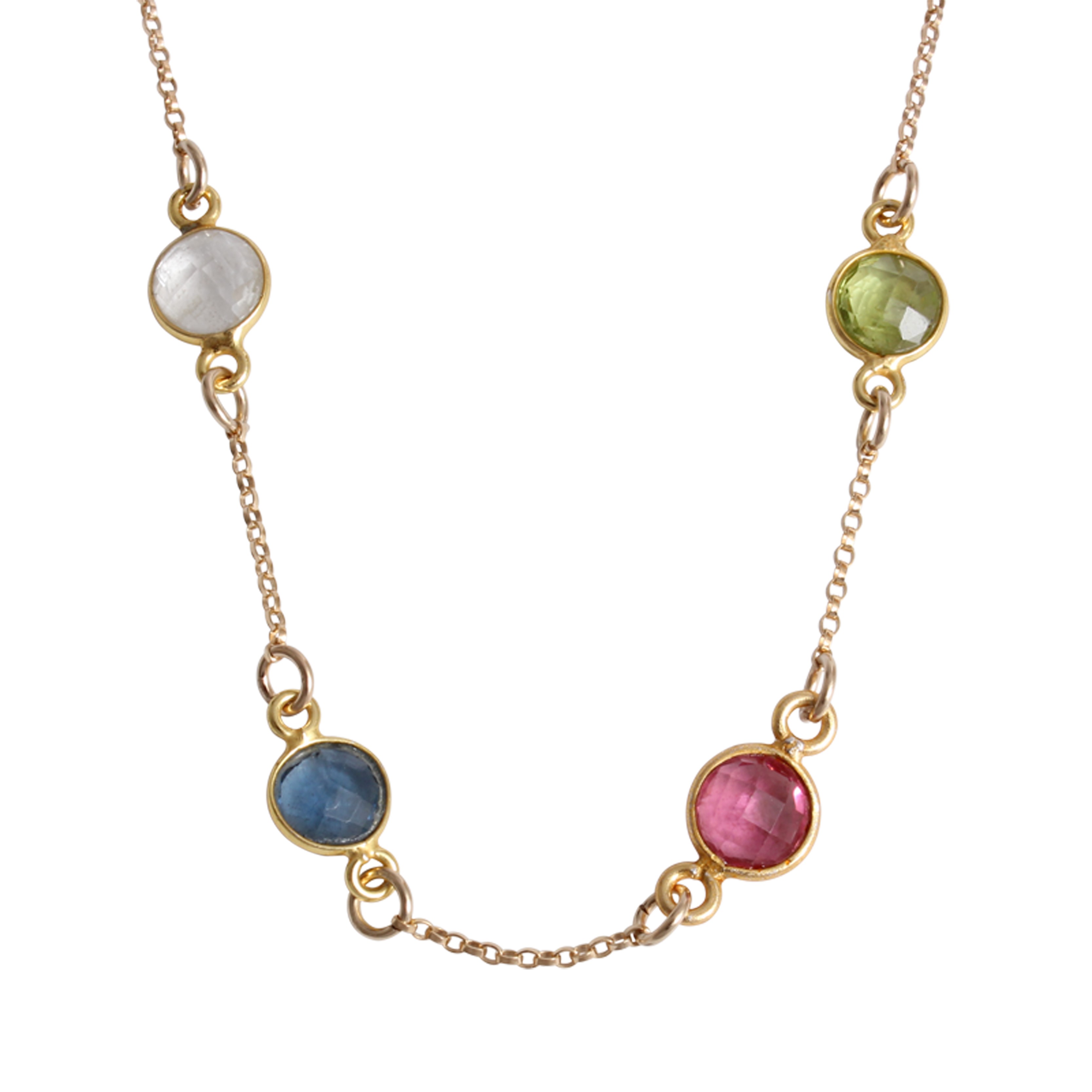 Mothers Birthstone Necklace Gold, Pride and Joy for Four Children