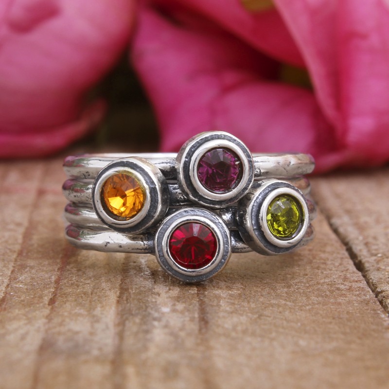 birthstone rings that stack by Nelle and Lizzy