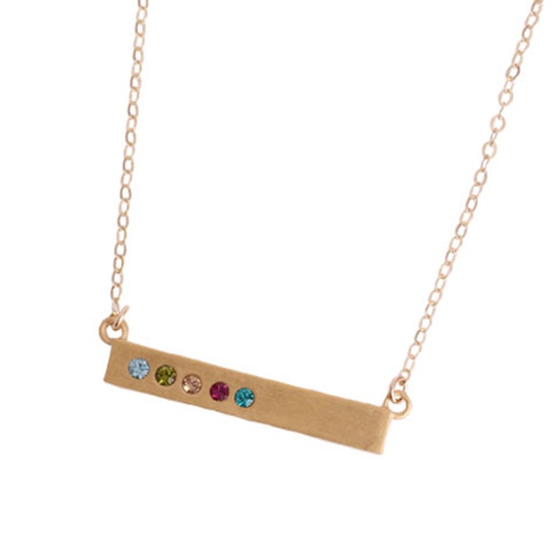 Engraved Gold Bar Necklace for Grandmother of Five