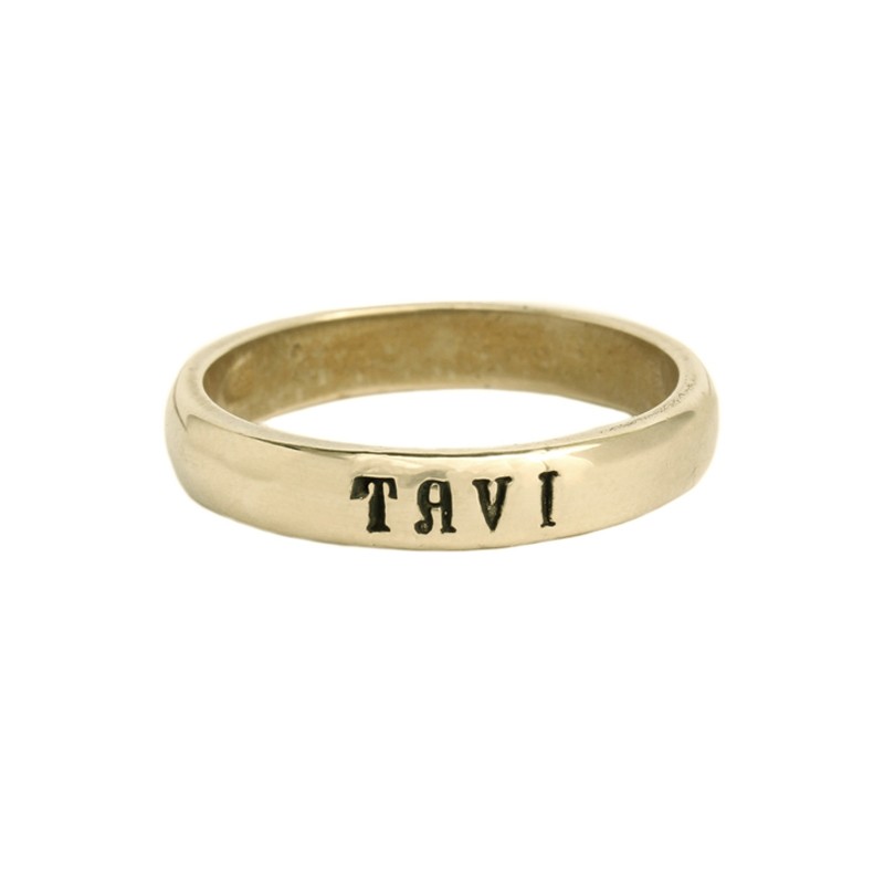 Personalized Gold Mothers Ring on Model