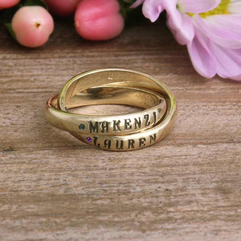 Personalized HandStamped Double Name Rings