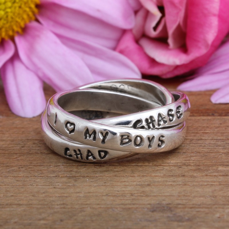 customized ring with I love My boys