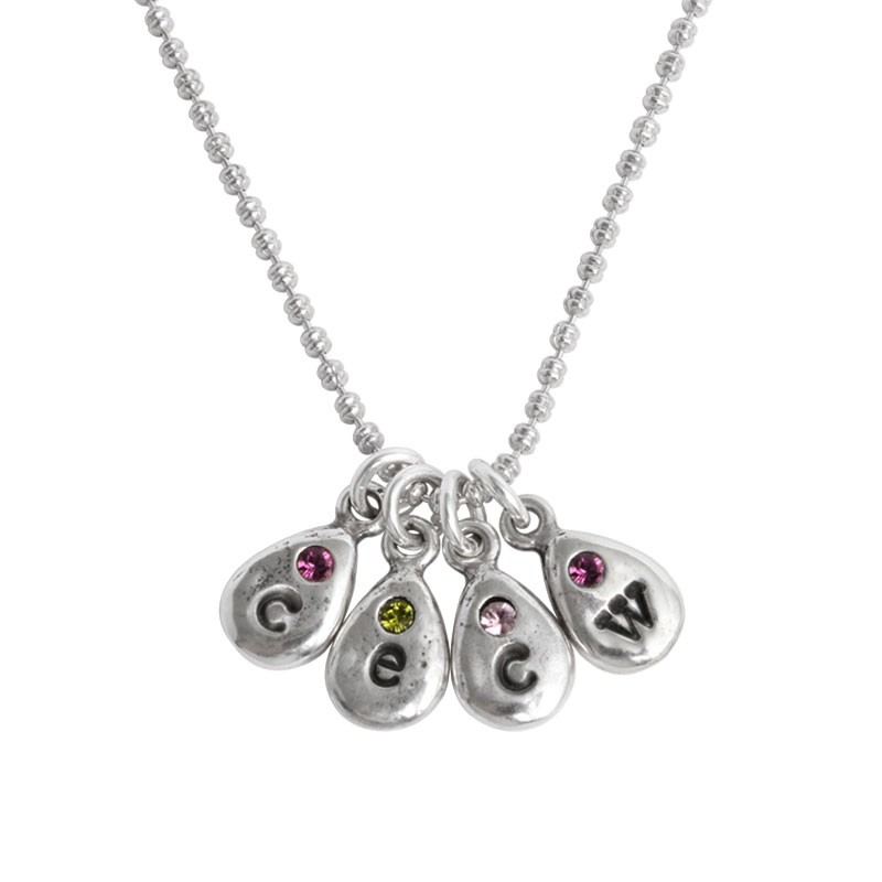 Grandmother's initial and birthstone charm necklace