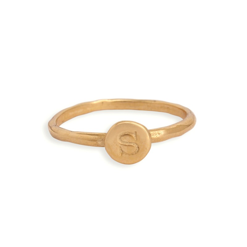 Custom Initial Ring Gold Plated Stacking Ring Nelle & Lizzy