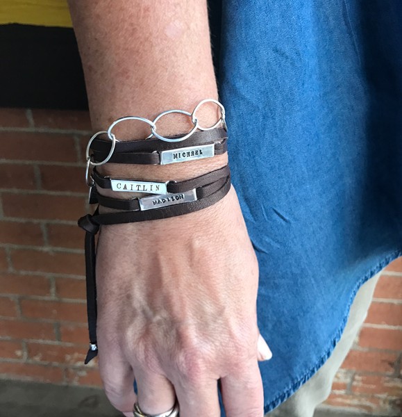 Personalized Leather Wrap Nameplate Bracelet Nelle & Lizzy
