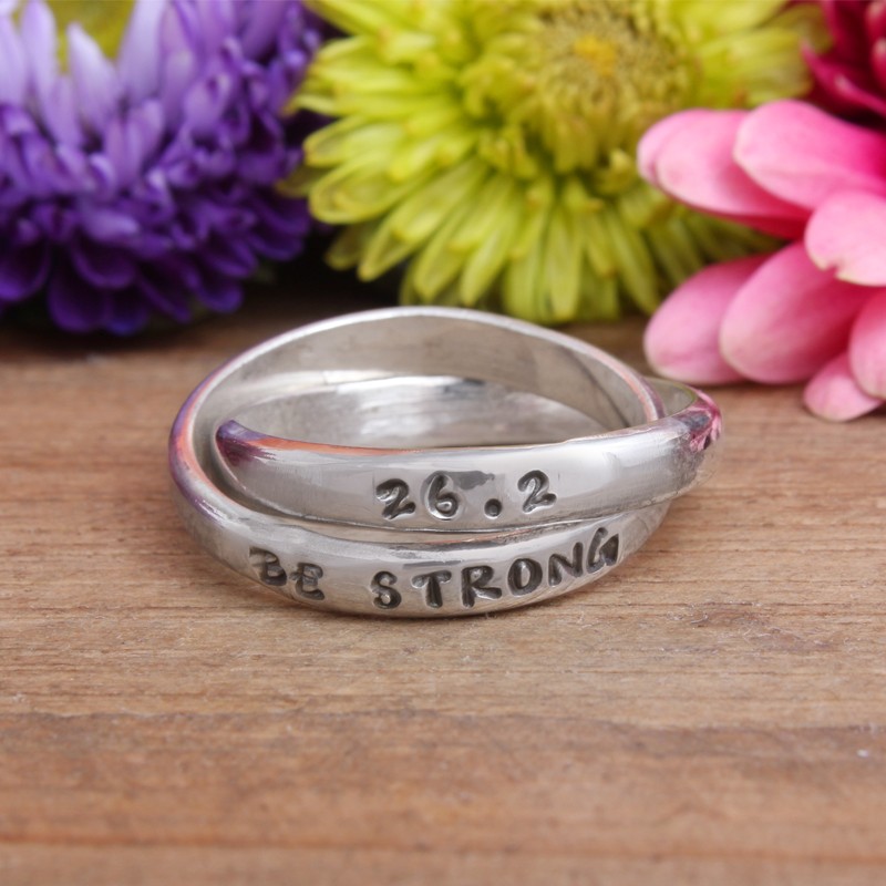 marathon 26.2 sterling silver personalized ring