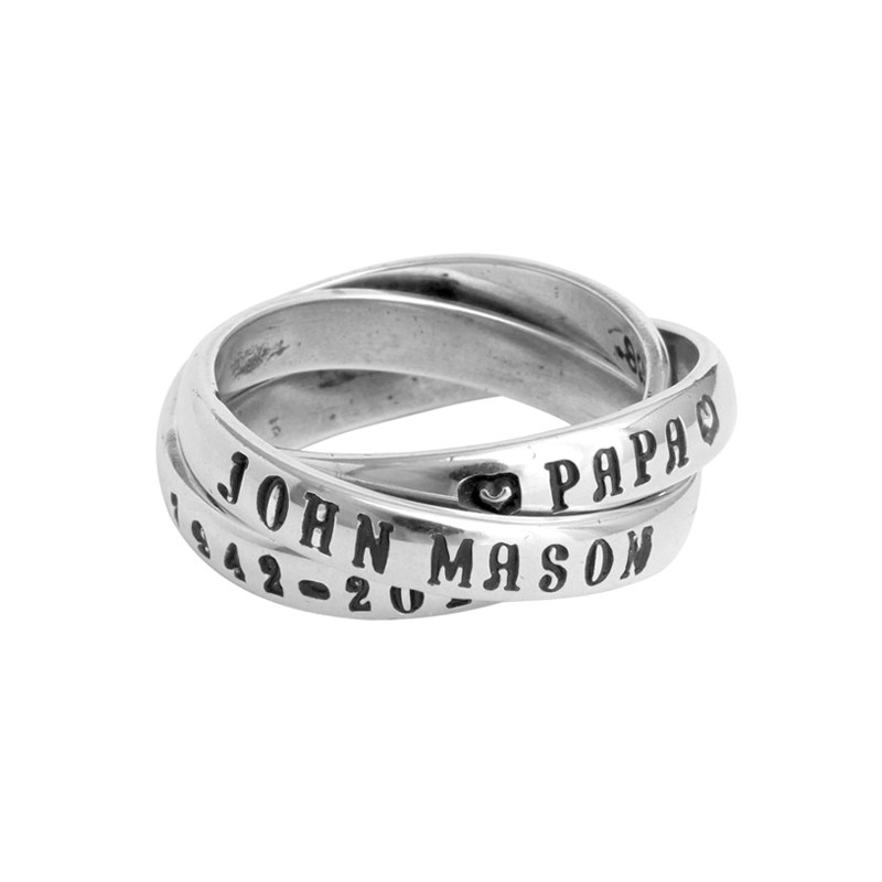 Customized Memorial Ring Silver, Triple
