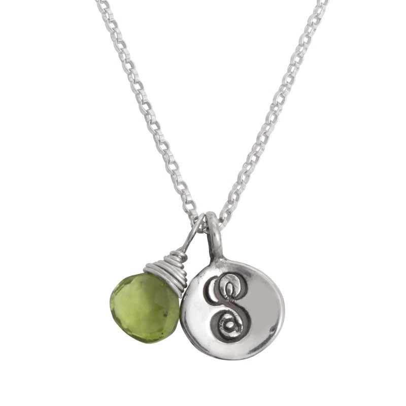 Mother's Necklace with Initial and Birthstone