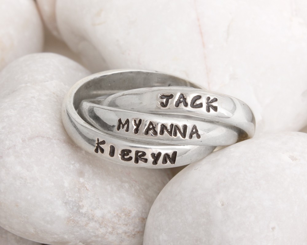 Stamped Mother's Name ring