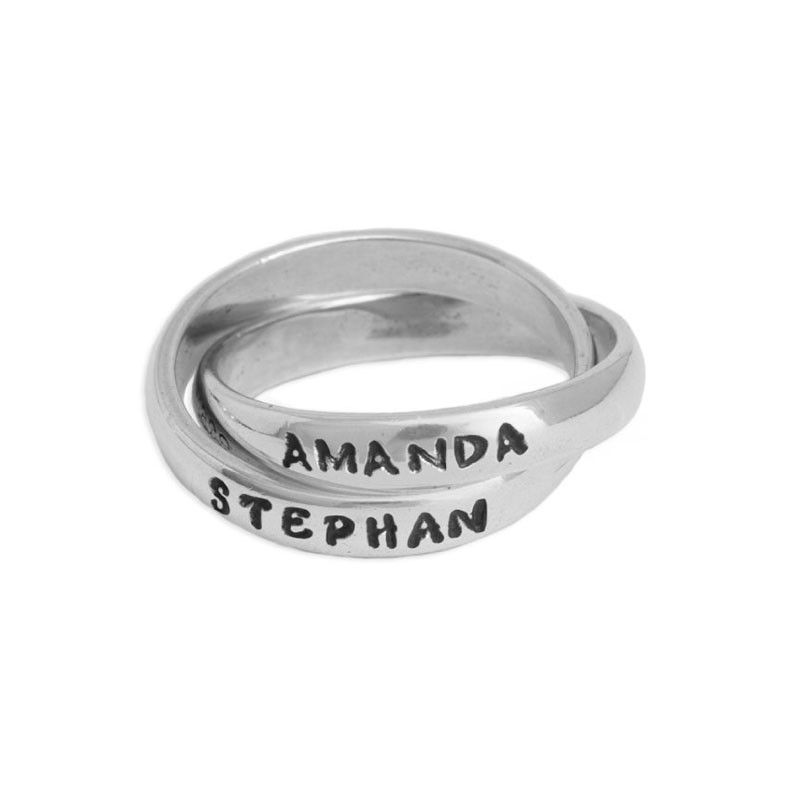 Personalized Double Grandmothers Name Rings Stamped