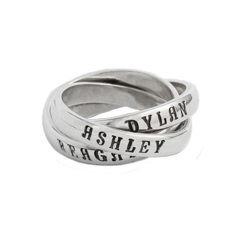 Personalized Grandmothers Ring Stamped in three bands