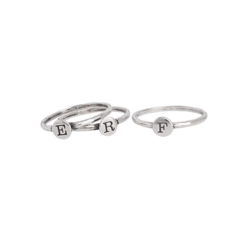 Stackable Rings with Initials Sterling Silver Initial Rings
