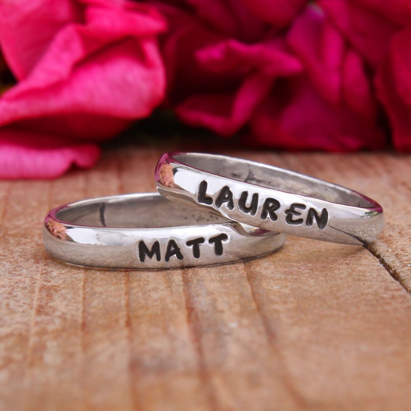 Custom Word Rings Silver Name or Word Ring Nelle & Lizzy