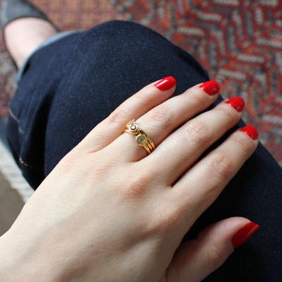Mother's Rings with 2 Stones & Initials in Gold | Nelle & Lizzy