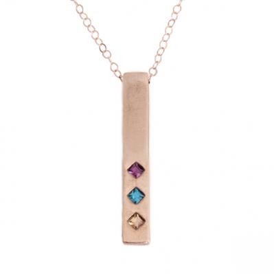 Rose Gold Birthstone Bar Necklace - Up to 6 Stones | Nelle & Lizzy