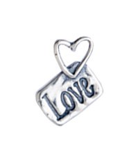 Silver Heart Love Tag charm