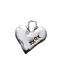 Silver Hug & Kiss Heart charm