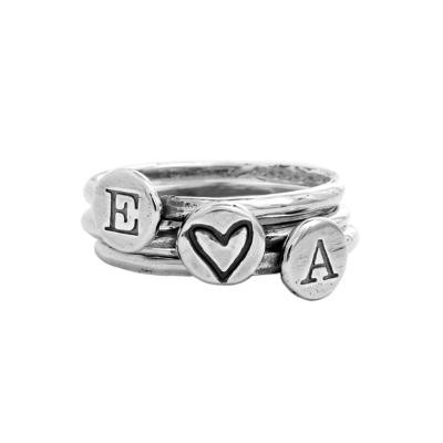 personalized couples rings stacked