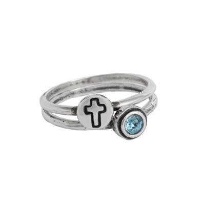 ring christian birthstone initial rings stackable religious