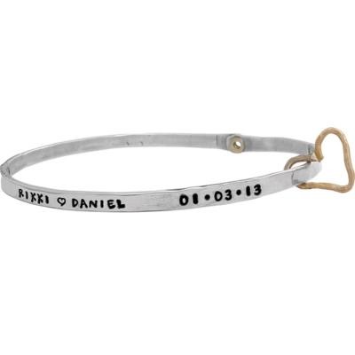 Sterling bangle with names for Mom - single
