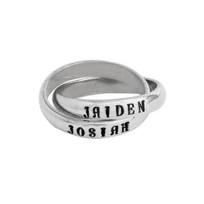 personalized mother's ring in silver with names