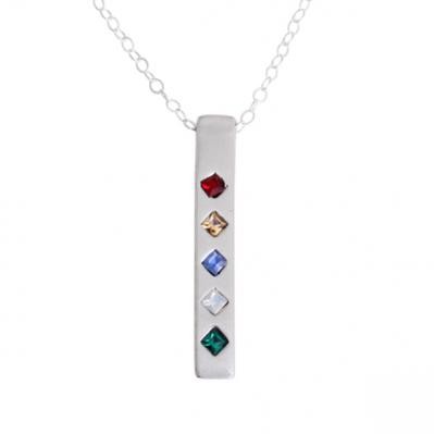 Silver Birthstone Bar Necklace, Family Totem Necklace | Nelle & Lizzy