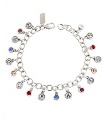 Charm Bracelet for Grandma with initials and birthstones