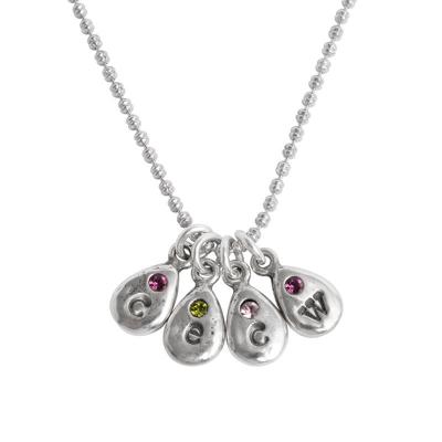 initial birthstone drop necklace for four grandchildren