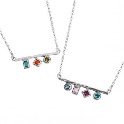 Kaleidoscope Necklace, Silver Personalized Birthstone Necklaces