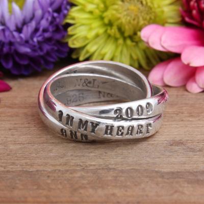 memorial name ring with date